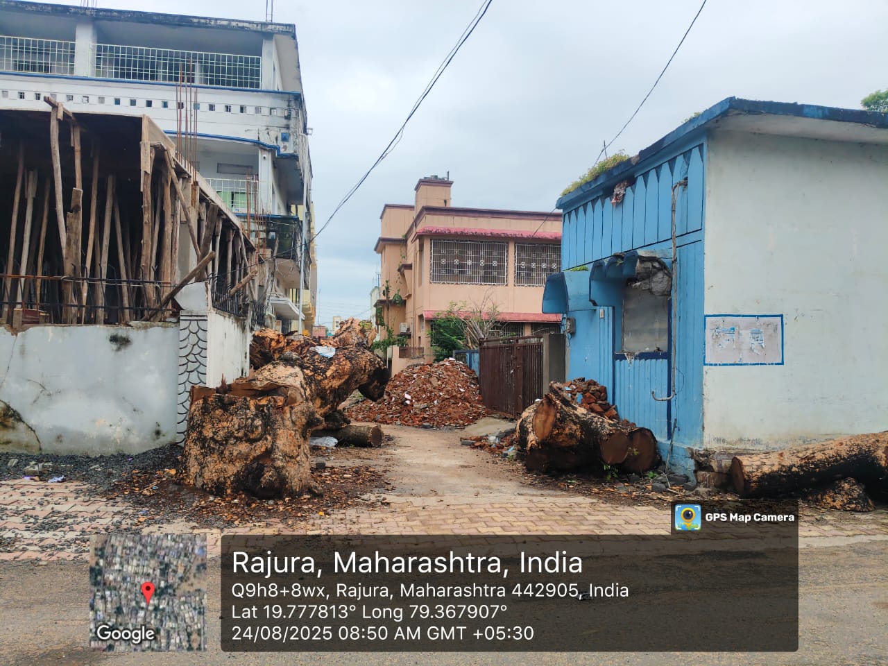 राजुरा शहराला वृक्षतोडीचे ग्रहण.