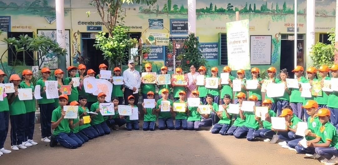 जागतिक व्याघ्र दिनानिमित्त चित्रकला स्पर्धा उत्साहात संपन्न.